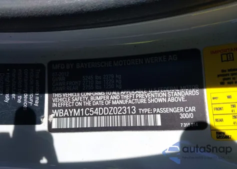 2013 BMW 650I xDrive z USA, uszkodzony, nr VIN WBAYM1C54DDZ02313